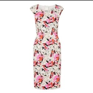LK BENNETT DENA PASTEL FLORAL SHEATH PENCIL DRESS SZ 2 Career Wear Feminine